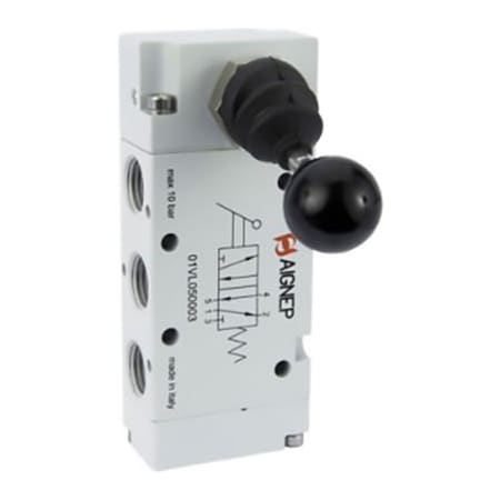 Alpha Technologies Aignep USA 5/3 Hand Lever Actuated Valve Pressure Center 1/4" NPTF Ports 01VL27PC03N